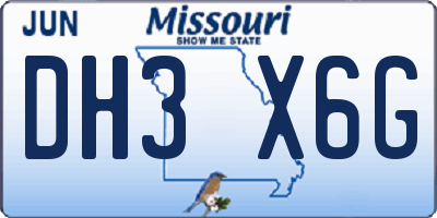 MO license plate DH3X6G