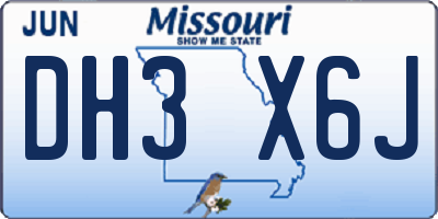 MO license plate DH3X6J