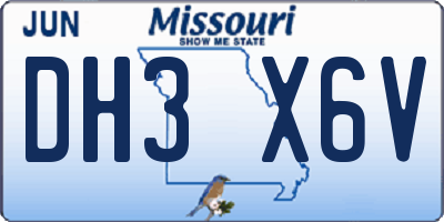MO license plate DH3X6V
