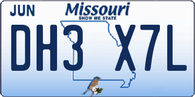MO license plate DH3X7L