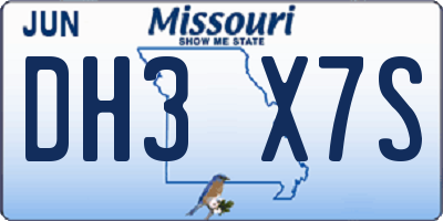 MO license plate DH3X7S