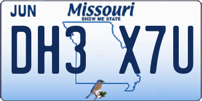 MO license plate DH3X7U