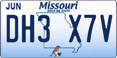 MO license plate DH3X7V