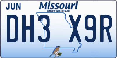 MO license plate DH3X9R