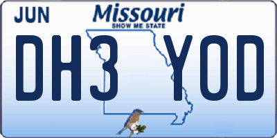 MO license plate DH3Y0D