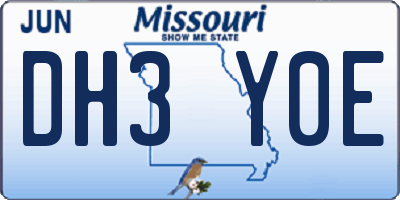 MO license plate DH3Y0E