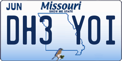 MO license plate DH3Y0I