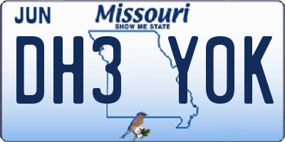 MO license plate DH3Y0K