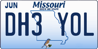 MO license plate DH3Y0L