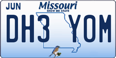 MO license plate DH3Y0M