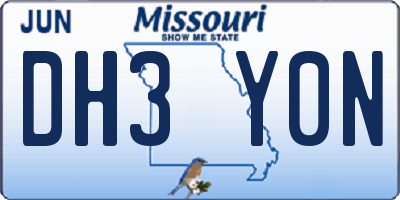 MO license plate DH3Y0N