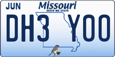 MO license plate DH3Y0O