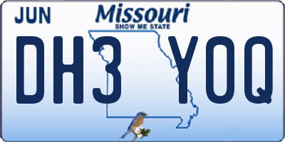 MO license plate DH3Y0Q