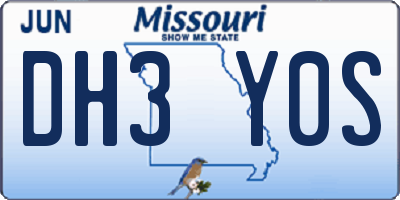 MO license plate DH3Y0S