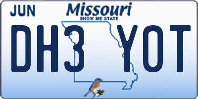 MO license plate DH3Y0T