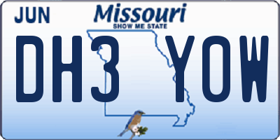 MO license plate DH3Y0W