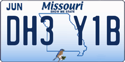 MO license plate DH3Y1B