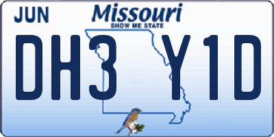 MO license plate DH3Y1D