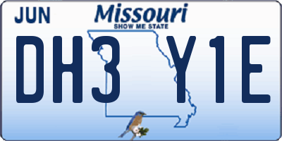 MO license plate DH3Y1E