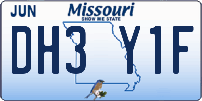 MO license plate DH3Y1F