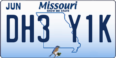 MO license plate DH3Y1K