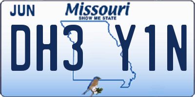 MO license plate DH3Y1N