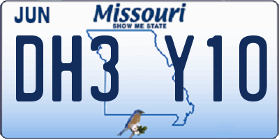 MO license plate DH3Y1O