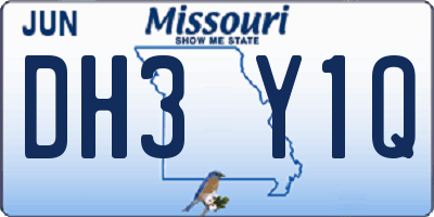 MO license plate DH3Y1Q
