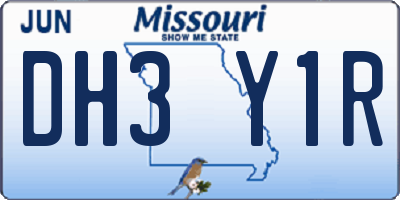 MO license plate DH3Y1R