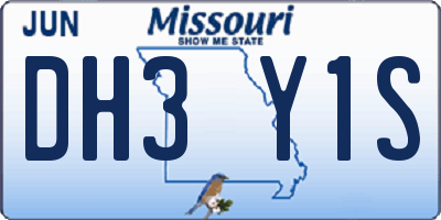 MO license plate DH3Y1S