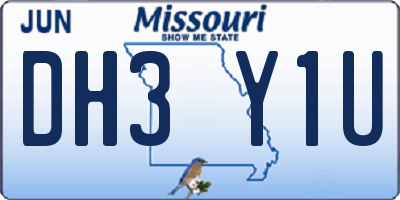 MO license plate DH3Y1U