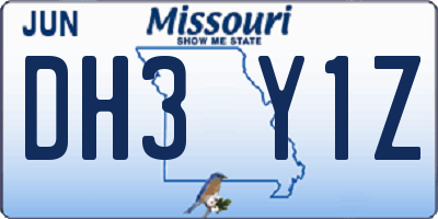 MO license plate DH3Y1Z