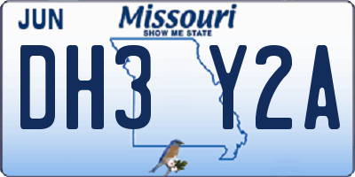 MO license plate DH3Y2A