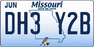 MO license plate DH3Y2B