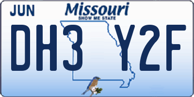 MO license plate DH3Y2F