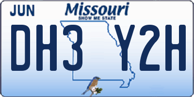MO license plate DH3Y2H