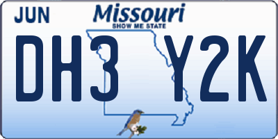 MO license plate DH3Y2K