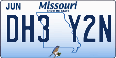 MO license plate DH3Y2N