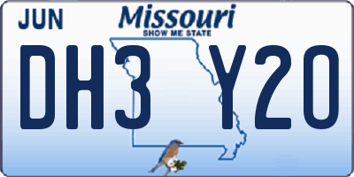 MO license plate DH3Y2O