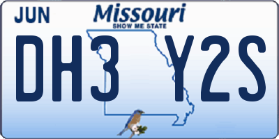 MO license plate DH3Y2S
