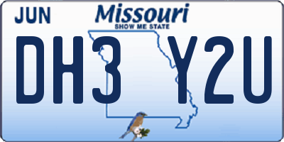 MO license plate DH3Y2U