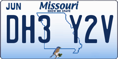 MO license plate DH3Y2V