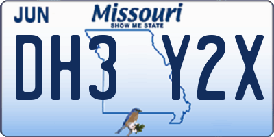 MO license plate DH3Y2X