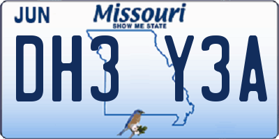 MO license plate DH3Y3A