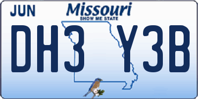 MO license plate DH3Y3B