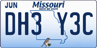 MO license plate DH3Y3C