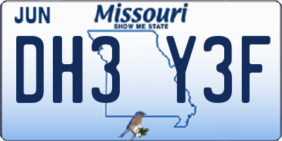 MO license plate DH3Y3F