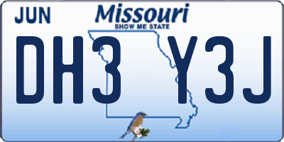 MO license plate DH3Y3J