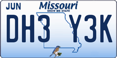 MO license plate DH3Y3K