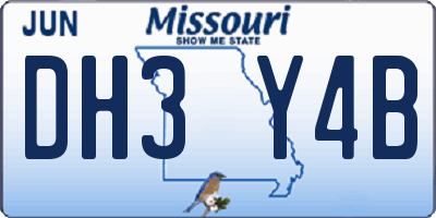 MO license plate DH3Y4B